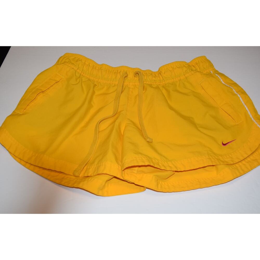 Nike Athletic Dept Yellow Running Shorts Drawstring Lined Women XL